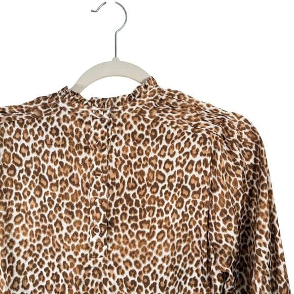 J Crew Ruffleneck Drapey Top Leopard Preppy Office Dinner Event NEW Womens XS - Picture 9 of 9